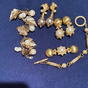 Gold Pearl Statement Jewelry Set - Women Jewelry